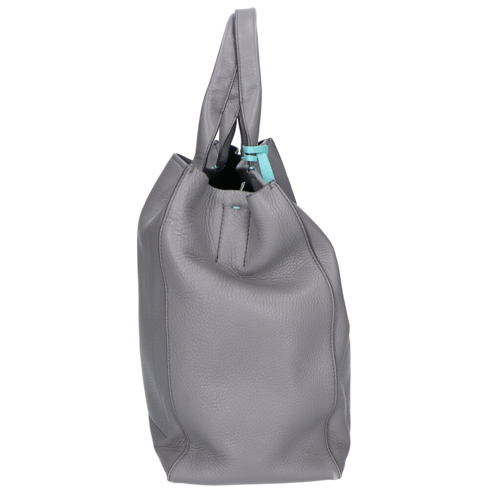 TIFFANY&Co. Tiffany Leather 2-Way Handbag/Shoulder Bag/Tote Bag, Gray, Women's - Picture 4 of 10